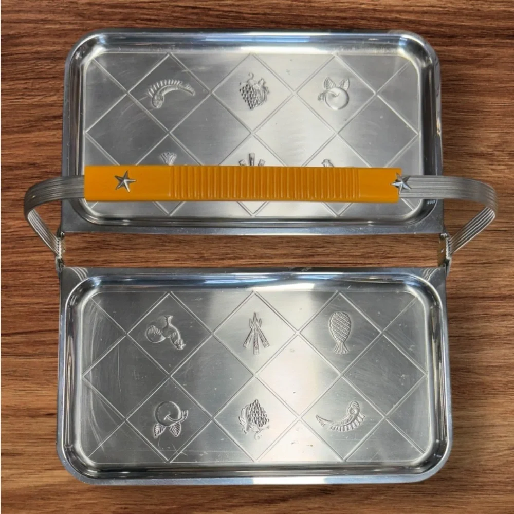 Chase Stainless Chrome Double Folding Serving Tray Bakelite MCM VTG